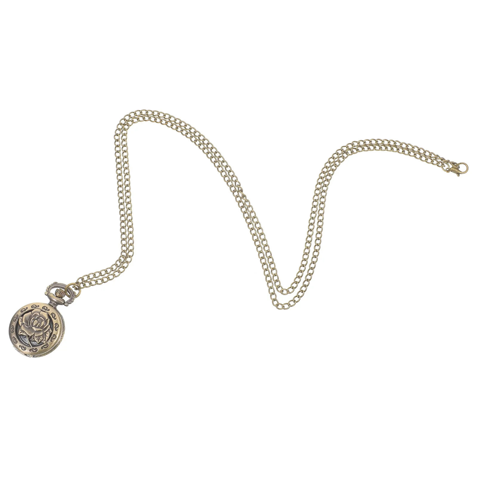 Montre de poche à Quartz en Bronze, collier pendentif fleur creuse, cadeau élégant pour hommes et femmes, fête quotidienne à la mode