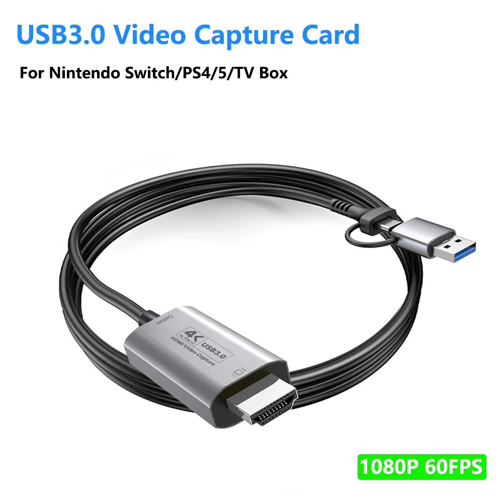 USB Video Capture Card 1080P 60FPS Recording Streaming Box for Nintendo Switch PS5 4 TV-Box DVD Network Video Recorder Testing