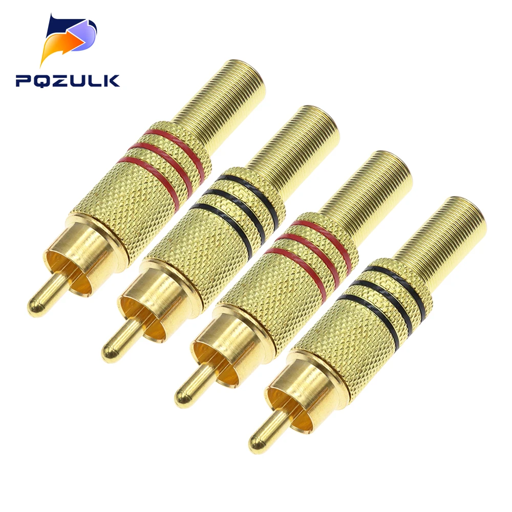 Gold Red Black Metal Spring RCA Connector Male Jack Plug AV Plugs For PC Audio Vedio Welding DIY Parts
