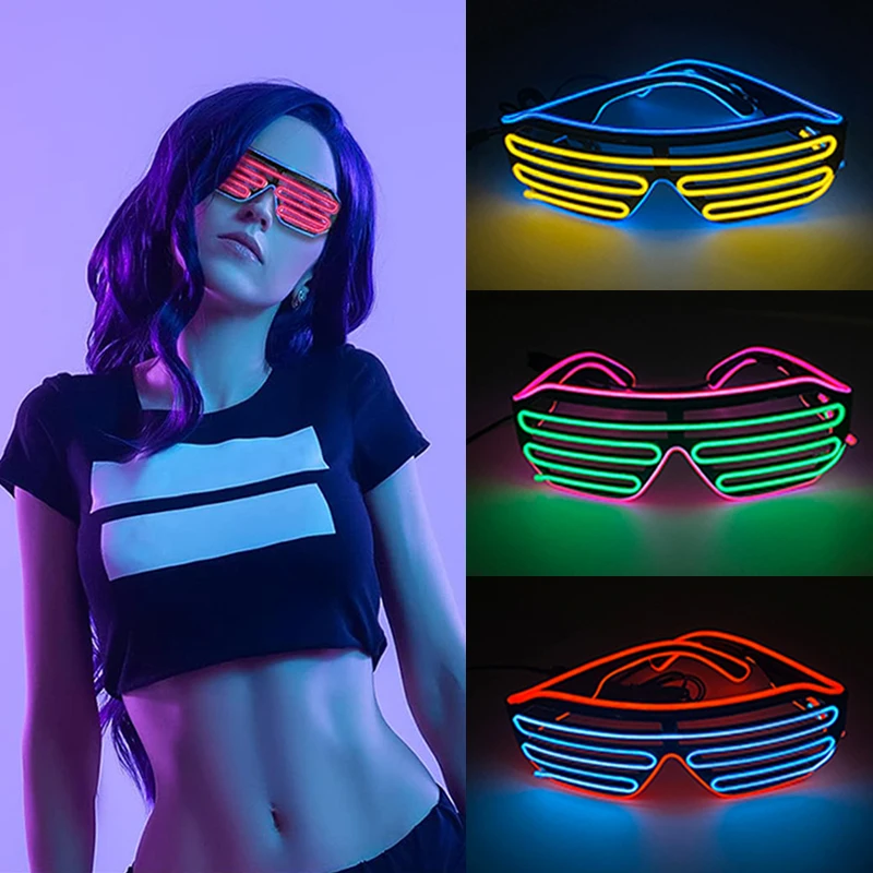 New Cyberpunk Shutter Glasses Fashion Colourful led glow glasses for nightclub bars DJ show props cool glasses decoration