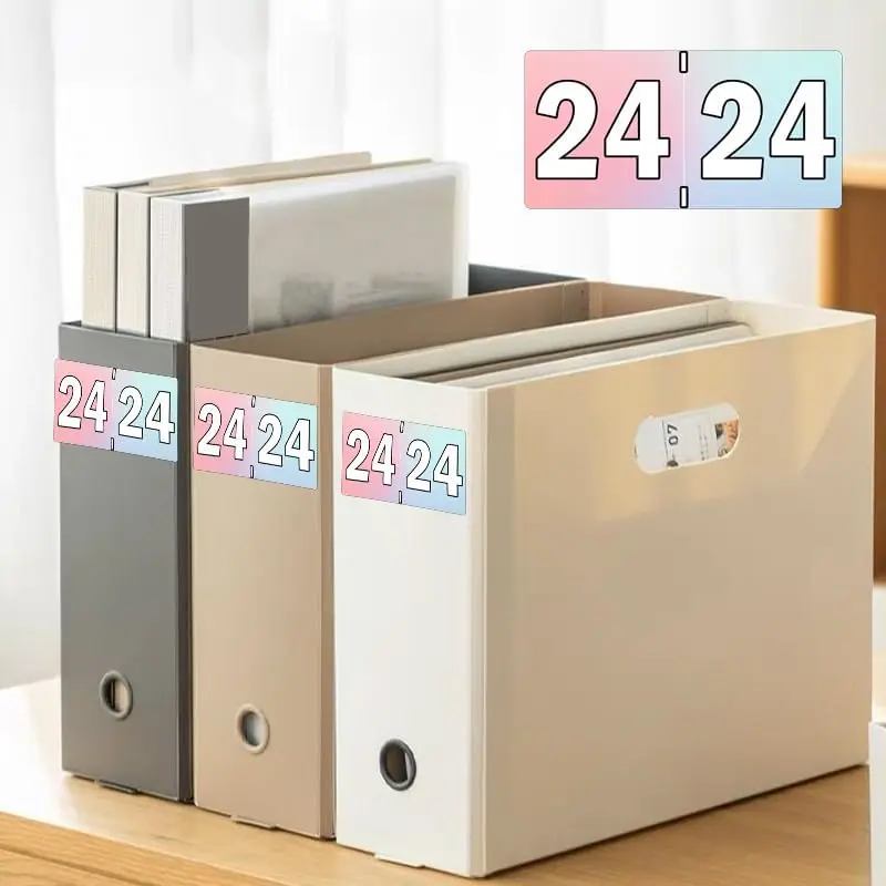 0.75 *1.5inch2024 Year Gradient Coded Colored Sticker File Folder Year Labels for End Tab File Folder Organization Office 500pcs