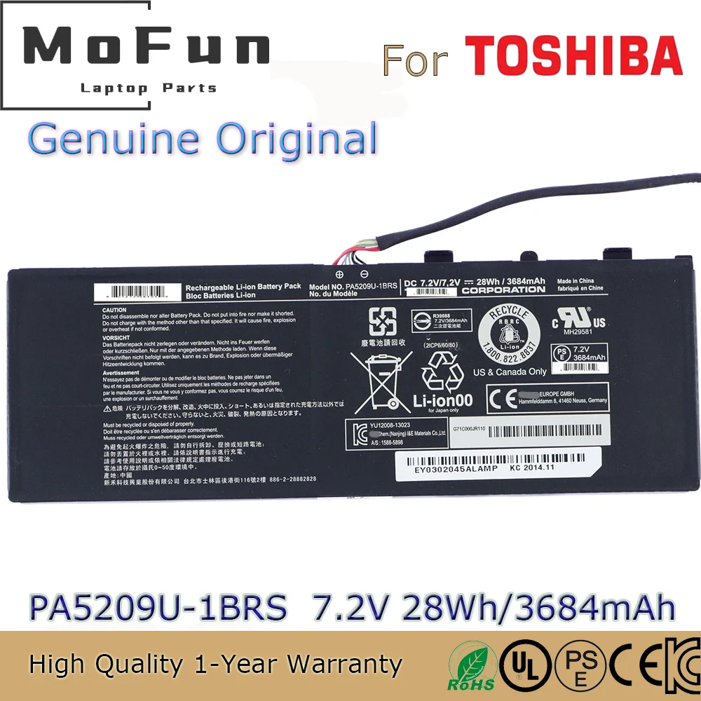 Brand New Original PA5209U-1BRS 7.2V 28Wh Laptop Battery for Toshiba Satellite Radius 11 L15W-B1302 L10W