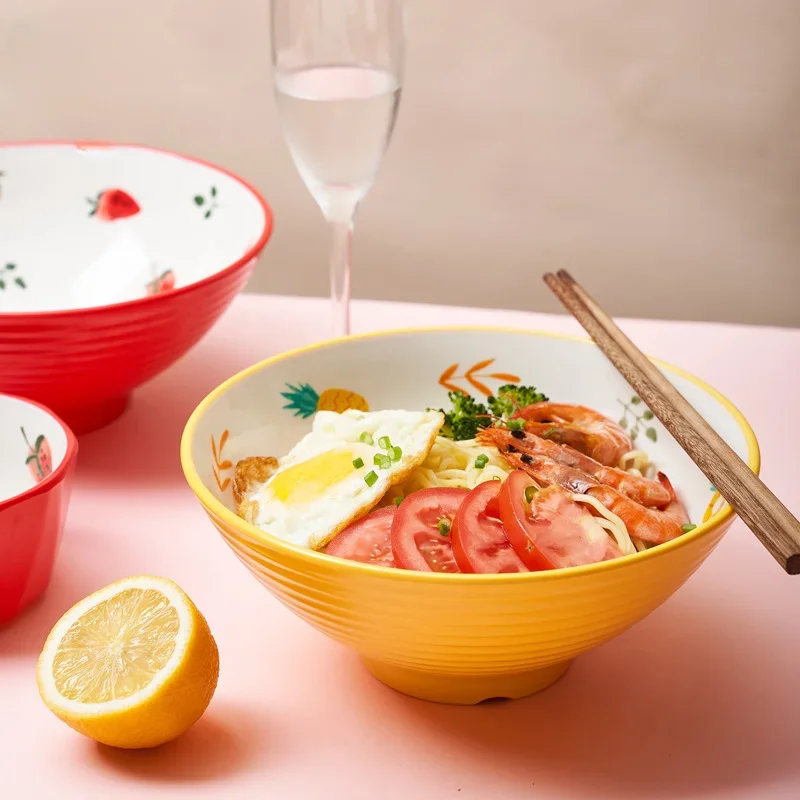 Melamine Porcelain Imitation Cute Japanese Lamian Noodles Bowl Home Creative Drop Resistant Soup Bowl