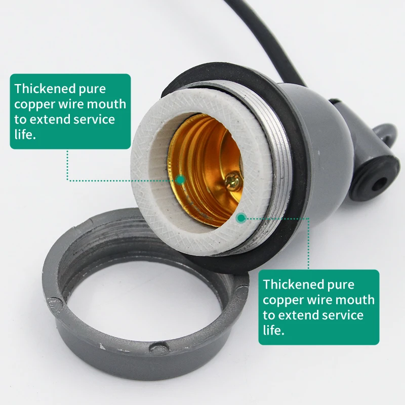 1PC E27 Heating Lamp Holder & Power Cord Switch Crawling Pet Lizard Tortoise Piglet Chicken Brooder Heating Spiral Light Socket