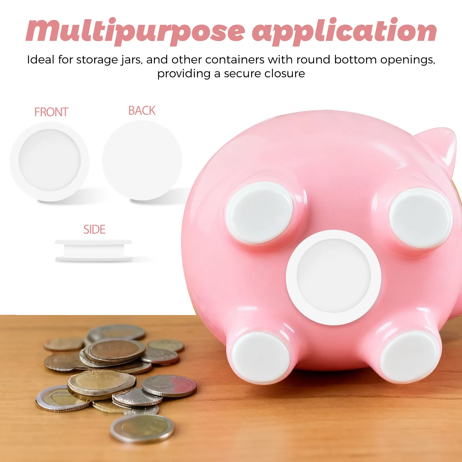 5 Pcs Silicone Coin Jar Stoppers Piggy Bank Cash Can Lid Seal Plug Money Saving Container Holder Replacement Cover Accessories