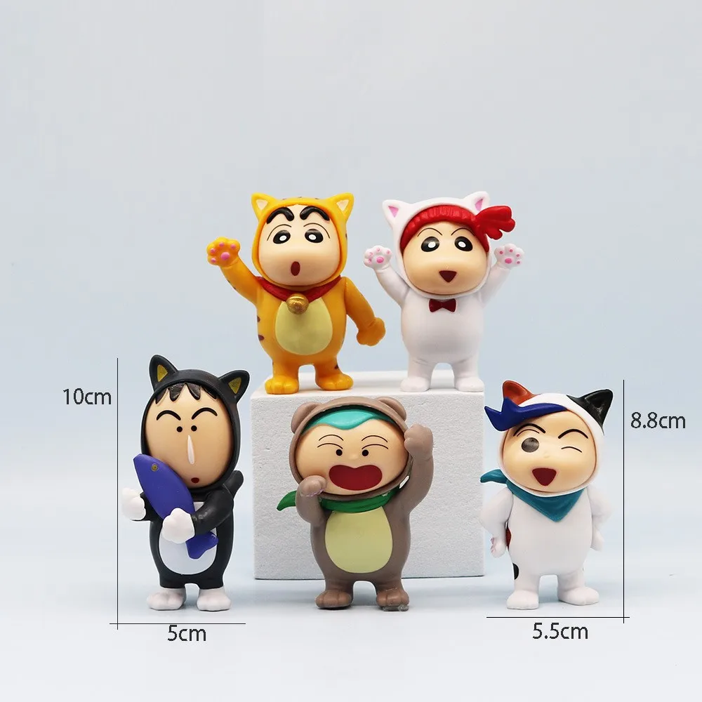 5 Stks/set Anime Q-Versie Krijt Shin-Chan Cos Dieren Serie Pvc Figuur Speelgoed Kinderen Speelgoed Geschenken Auto Cake Ornamenten 10Cm