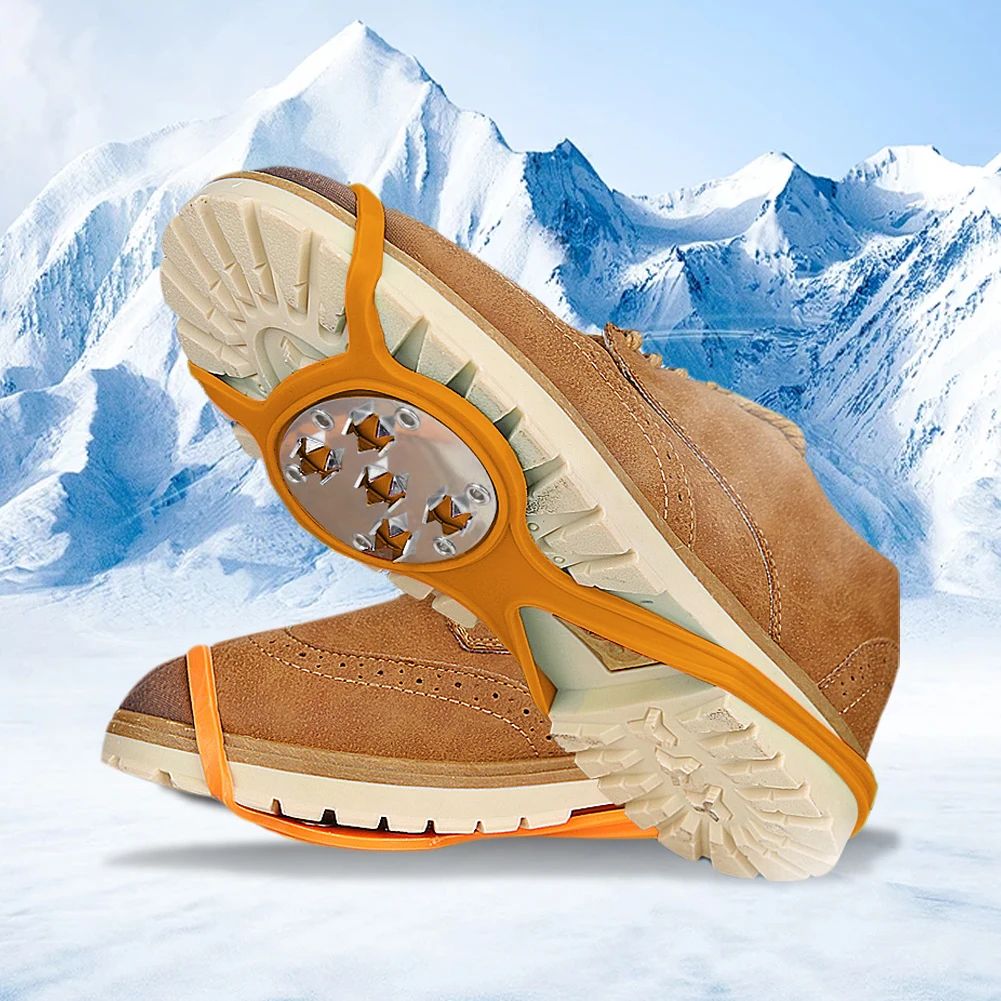 5 Teeth Snow Ice Claws Non-Slip Walking Cleat Ice Grippers Adjustable Walking Shoe Ice Spikes for Outdoor Activities