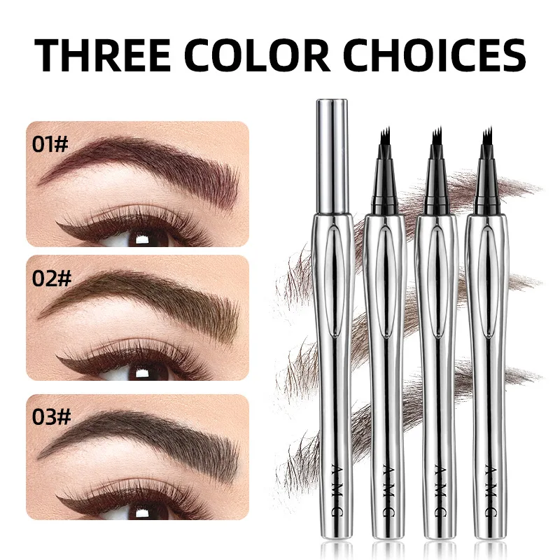 Natural Looking 4 Prong Eyebrow Pencil Waterproof Smudge Proof Hair Like Strokes Voluminous Brows Brown Black
