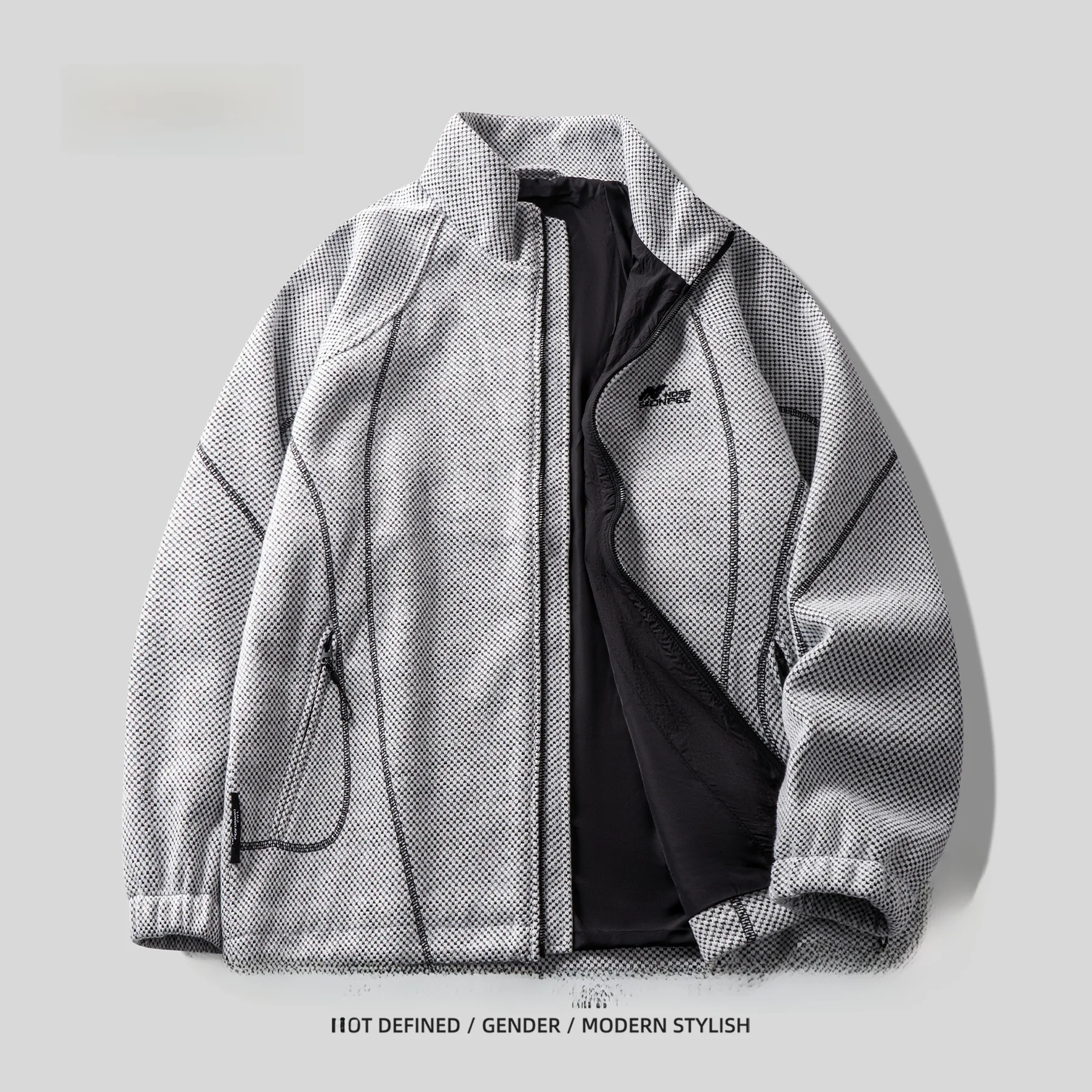 

Tech Sle Knitted Plaid Texture Casual Jaet Men's Spring Autumn Loose American Sle Retro Faion Outerwear Coat