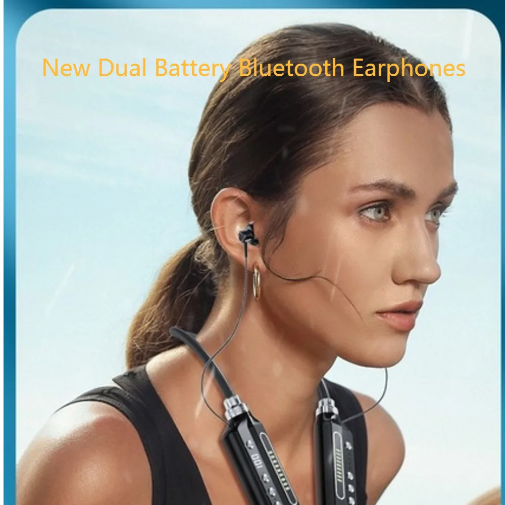 

New Dual Battery Bluetooth Earphones With Neck Mounted Wireless Ultra Long Battery Life Heavy Bass And Colorful Lights Earphones