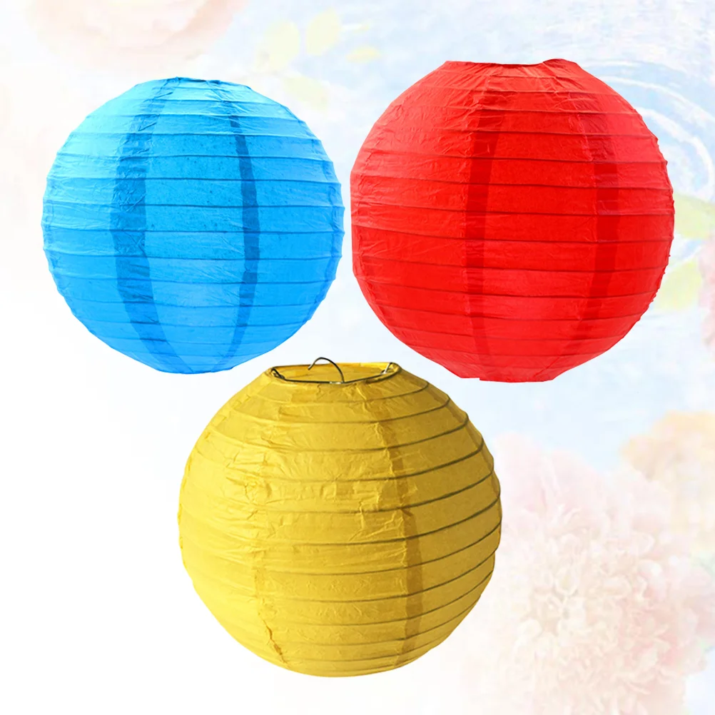 3 Pcs Chinese Paper Lanterns Lightweight Cotton Decorative Hanging Lamps for Weddings Parties Home Decor Reusable Easy Assembly