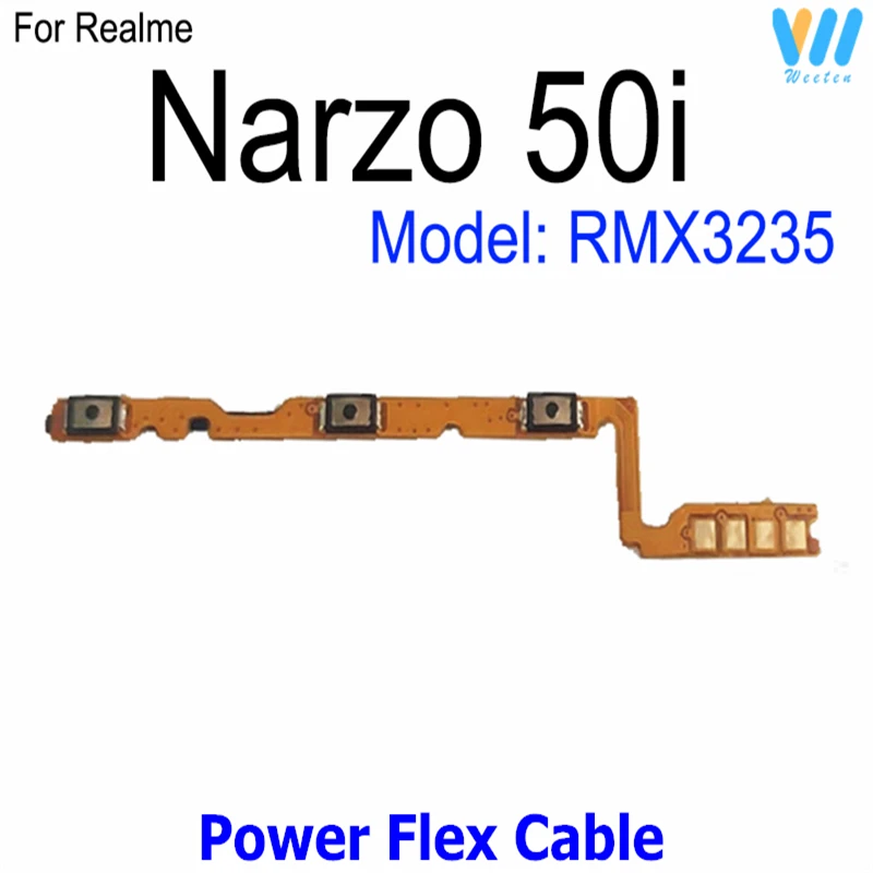 Power Volume Buttons For Realme Narzo 50 50i 50A Prime 4G 5G ON OFF Power Volume Switch Side Keys Flex Ribbon Flex Cable Parts