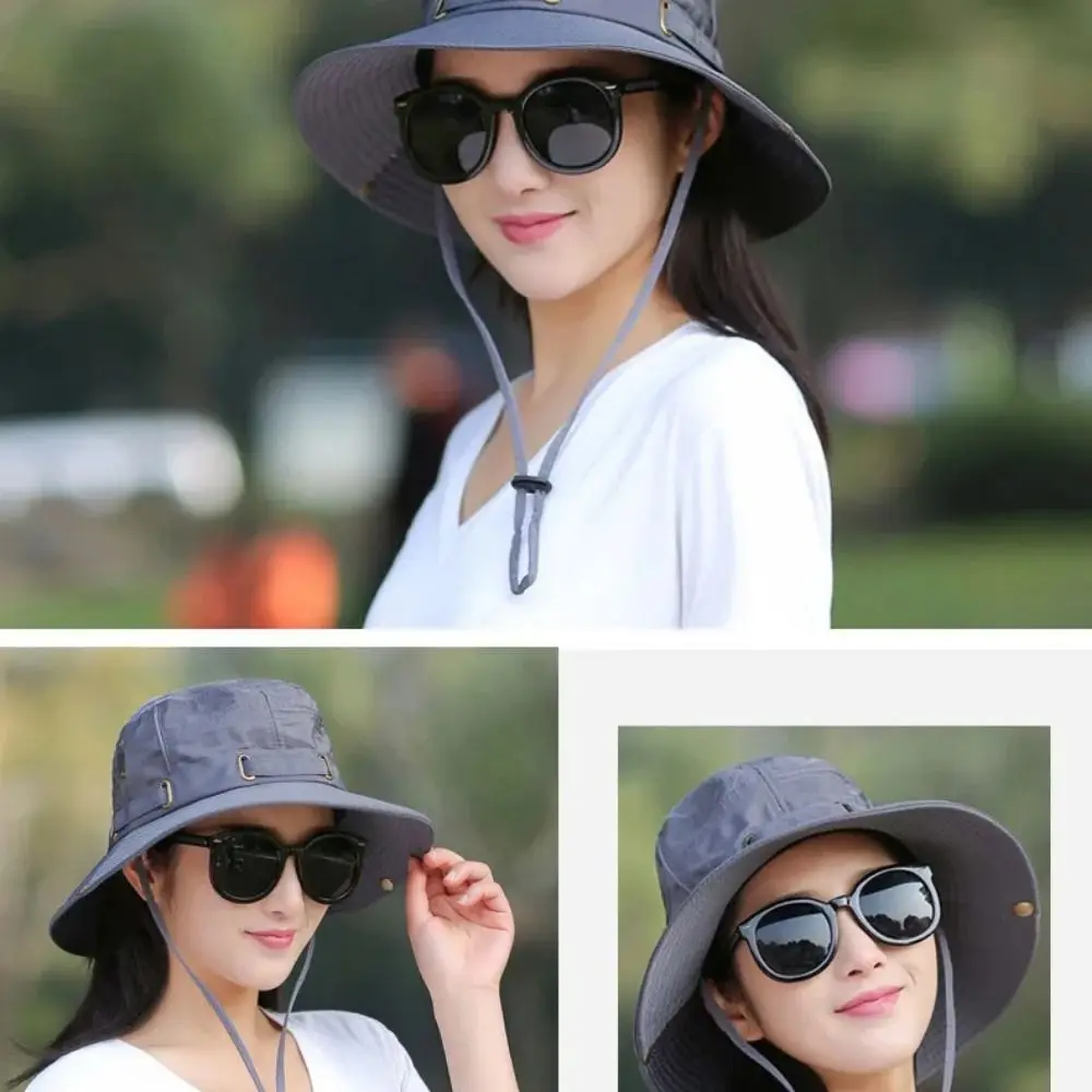 Wide Brim Large Brim Fisherman Hat UV Protection Double-sided Sunscreen Bucket Cap Waterproof Sunscreen Summer Panama Hat Travel image 4