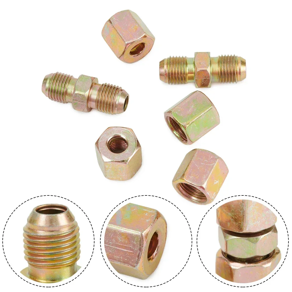 4Pcs Brake Pipe Line Fitting Connectors Male Female Kit 2 Way 10mmx1mm Roll Tube Coil Of 3/8