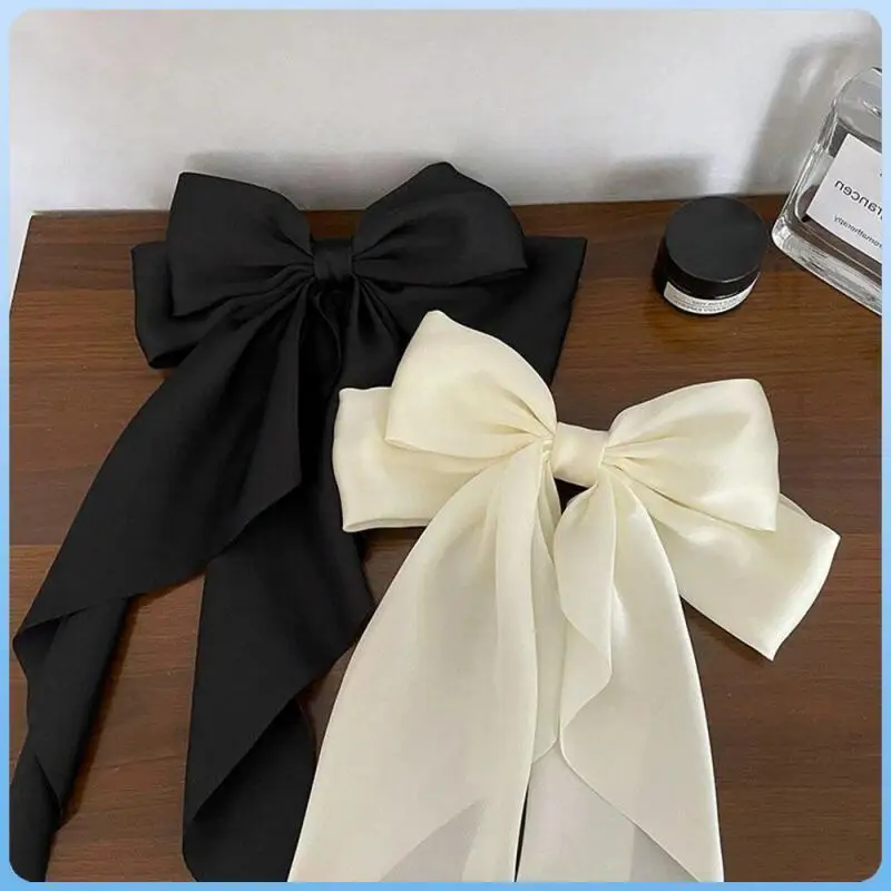 1/2/3pcs Bow Ribbon Hair Clip Headwear Trendy Elegant Satin Spring Clip Fixed Hair Clip Retro Party Headdress Hair Accessories