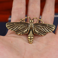 Brass Moth Sculpture - Realistic Insect Figurine for Desk Decor, Vintage Collector's Item, Study Room & Bookshelf Ornament​