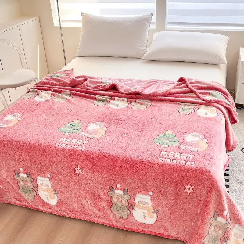 عيد الميلاد سميكة الفانيلا بطانية شجرة عيد الميلاد سانتا كلوز الرنة نمط رقيق لينة رمي بطانية الدفء عيد ميلاد سعيد #2