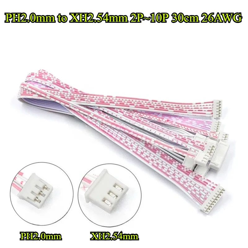 

PH2.0mm to XH2.54mm 2P 3P 4P 5P 6P 7P 8P 9P 10P Same Direction Cable length 30cm 26AWG Connector Double Head Red-White Cable
