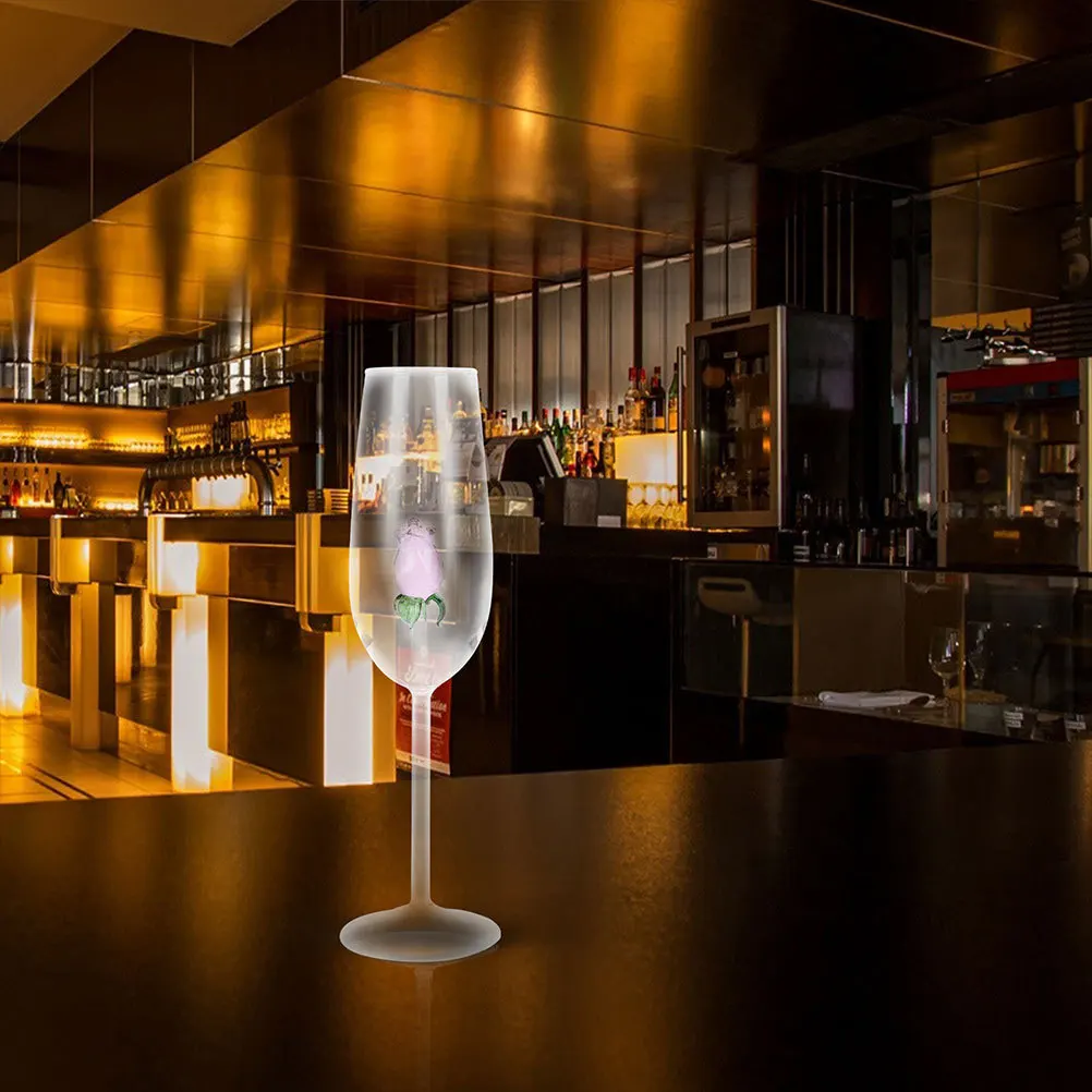 

2Pcs Elegant Rose Crystal Wine Flute Unique Glass Goblet Comfortable Grip for Holiday Party Bar Liquor Glass Cups