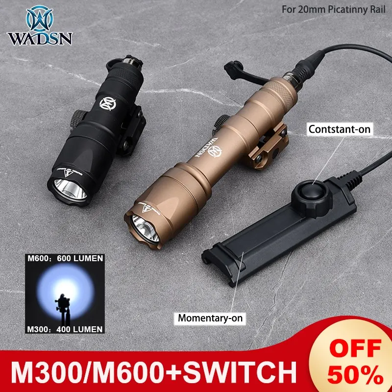 

WADSN M600C Flashlight M300A MINI ScoutLight Set High Lumen Outdoor Airsoft Hunting Spotlight With Dual Function Pressure Switch