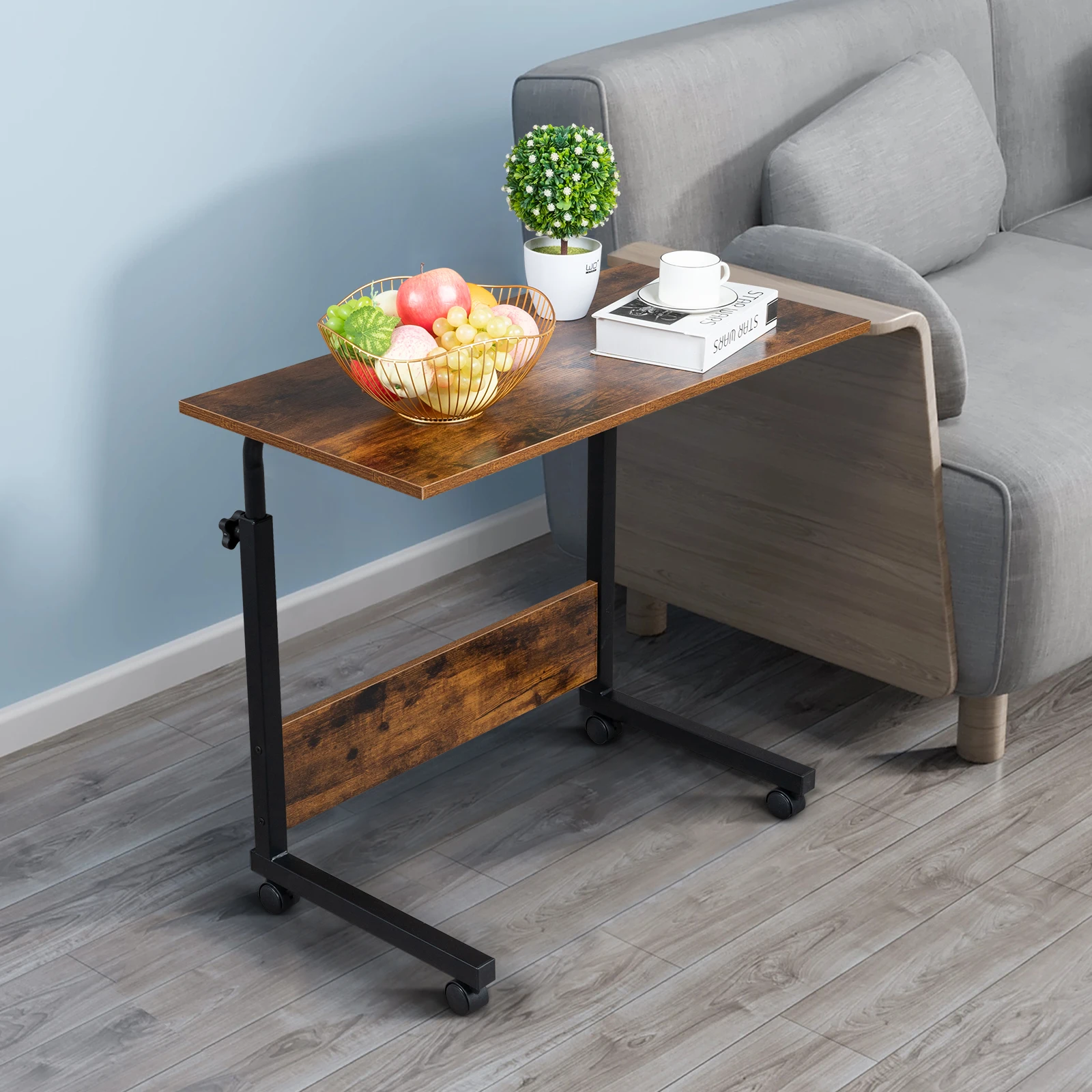 23373712Replace encoding--Rolling & Height adjustable P2 15MM Chipboard & Steel Side Table with Baffle