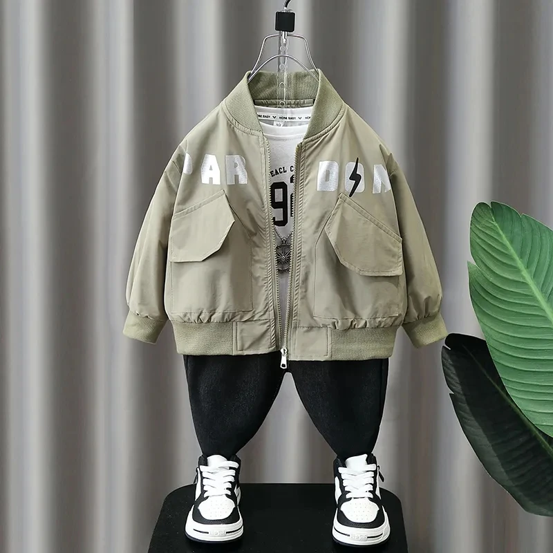 Kids Boys Jacket Spring and Autumn Clothing 2024 New Children\'s Fashion Casual Coat Boys Bomber 2-7Y