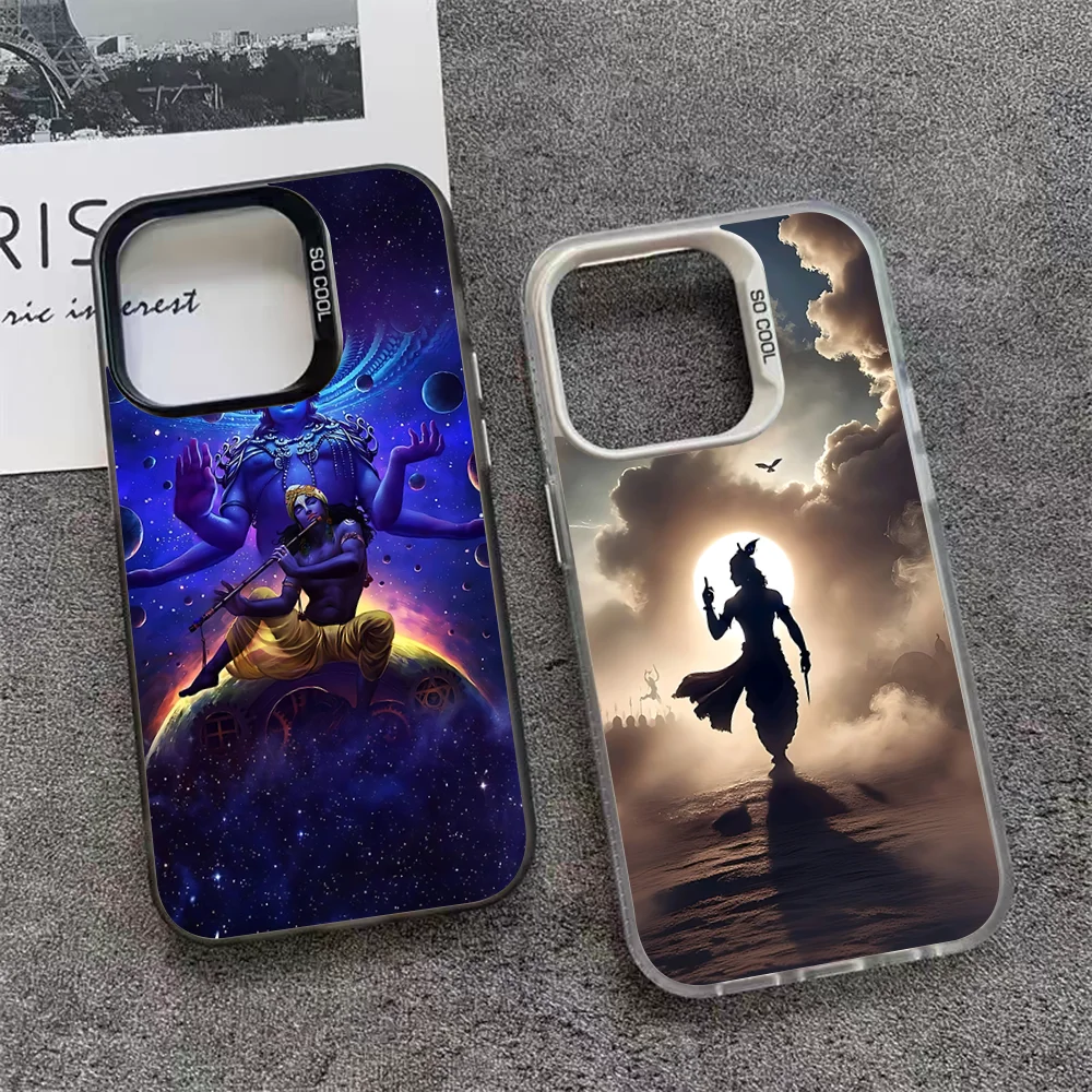 

Vishnu Hare Krishna Phone Case For IPhone 16,15,14,13,12,11,Pro Max Plus Color Shockproof Back Silver Cover
