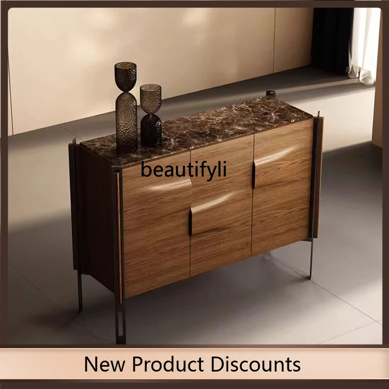 

Minimalist Solid Wood Shoe Cabinet Modern Entryway Cabinet Light Luxury High-End Storage Living Room Storage Cabinet