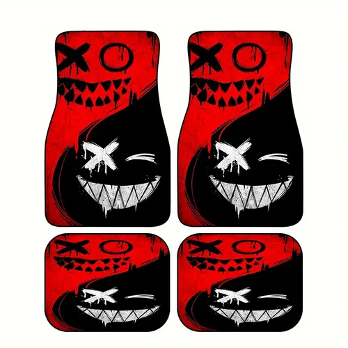 Imagen 1 del producto 4 Uds. Alfombrillas de coche, alfombrillas universales de fibra de poliéster para todas las estaciones con Base antideslizante, accesorios interiores de coche fáciles de limpiar