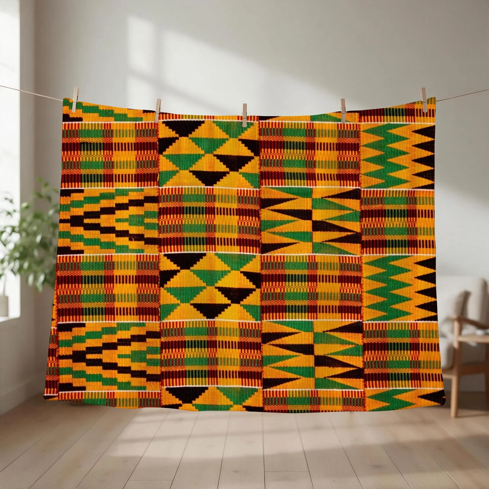 African Pattern | Authentic Kente Cloth Pattern | African Ghana Design Throw Blanket