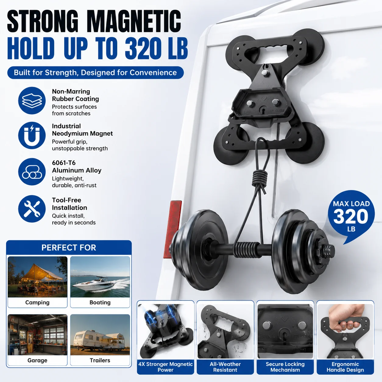 EDUP SK0165 Starlink Mini Magnetic Roof Mount 320LBS Heavy‑Duty Aluminum Bracket No Drill Magnet Base for Car RV Boat