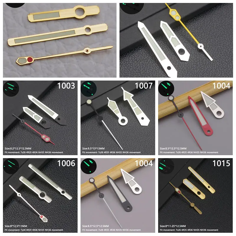 

NH35 стрелки зеленые светящиеся для 7S26 4R35 4R36 NH35 NH36 модифицированные аксессуары для механизма черные стрелки часов NH36