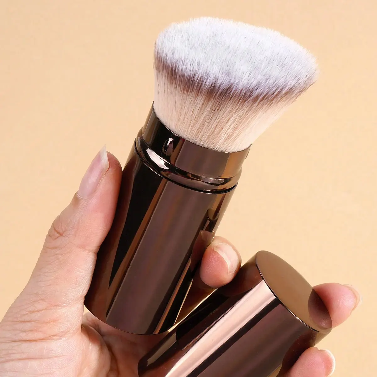 1 قطعة فرشاة الوجه المهنية القابلة للسحب فرشاة للمكياج فرشاة أحمر الخدود فرشاة كونتور فرشاة كريم الأساس فرشاة البودرة السائبة الاصطناعية H #3