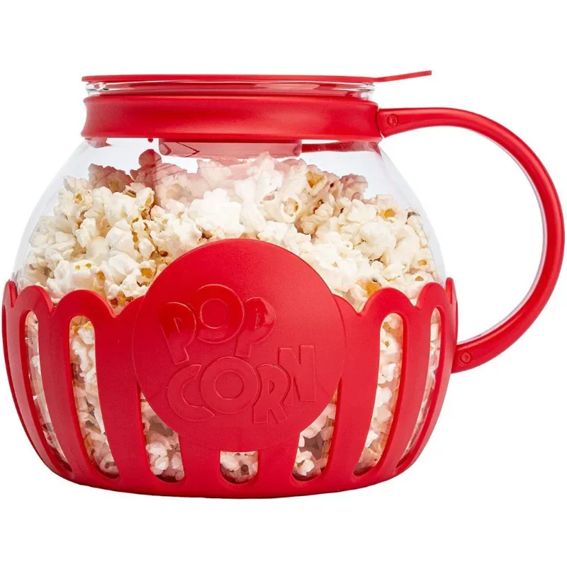 Micro-Pop Microwave Popcorn Popper with Temperature Safe Glass, 3-in-1 Lid Measures Kernels and Melts Butter, Made Without BPA