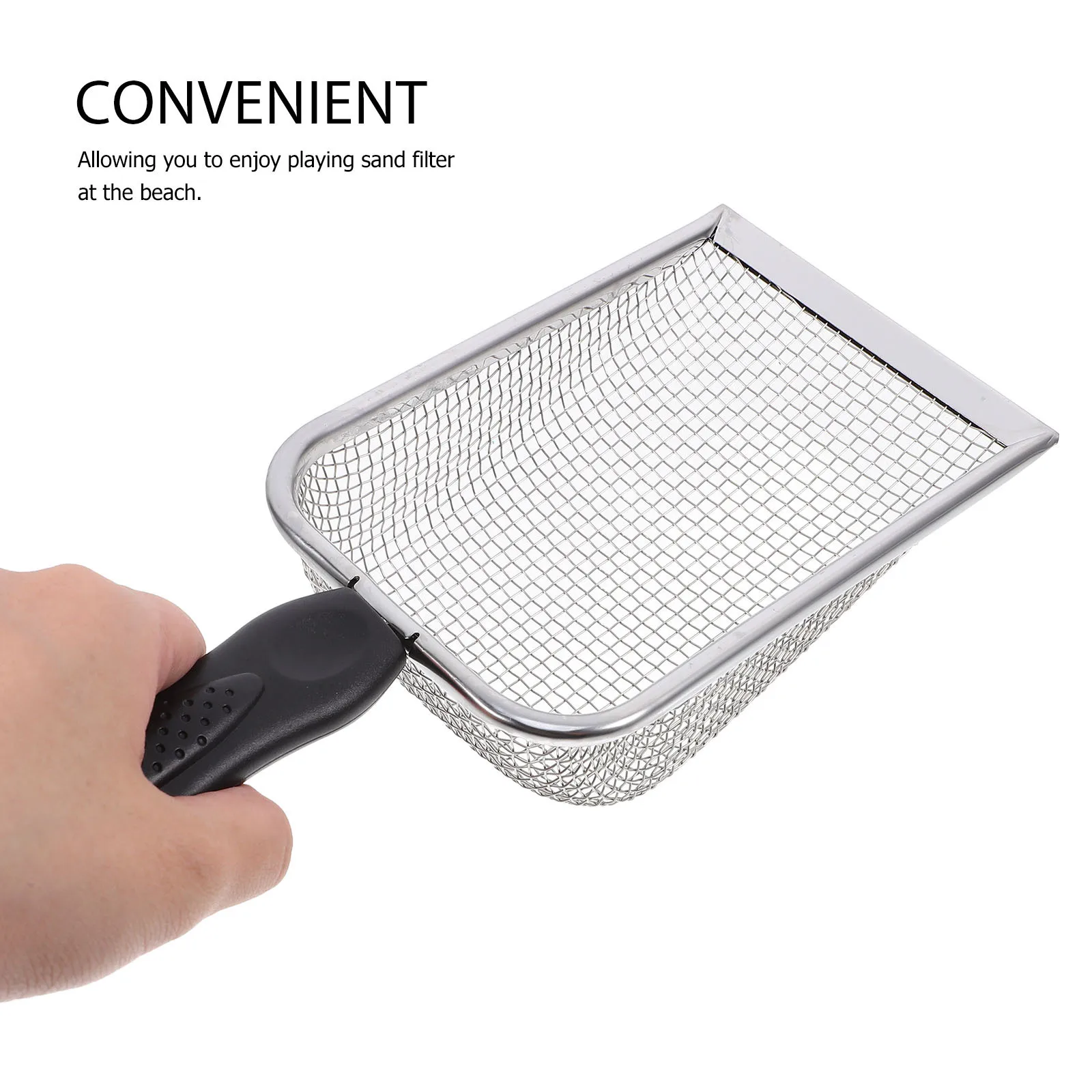 2 pezzi spiaggia rete pala filtro a sabbia strumento portatile setaccio a sabbia in acciaio inossidabile per la ricerca di conchiglie pulizia della lettiera per animali domestici