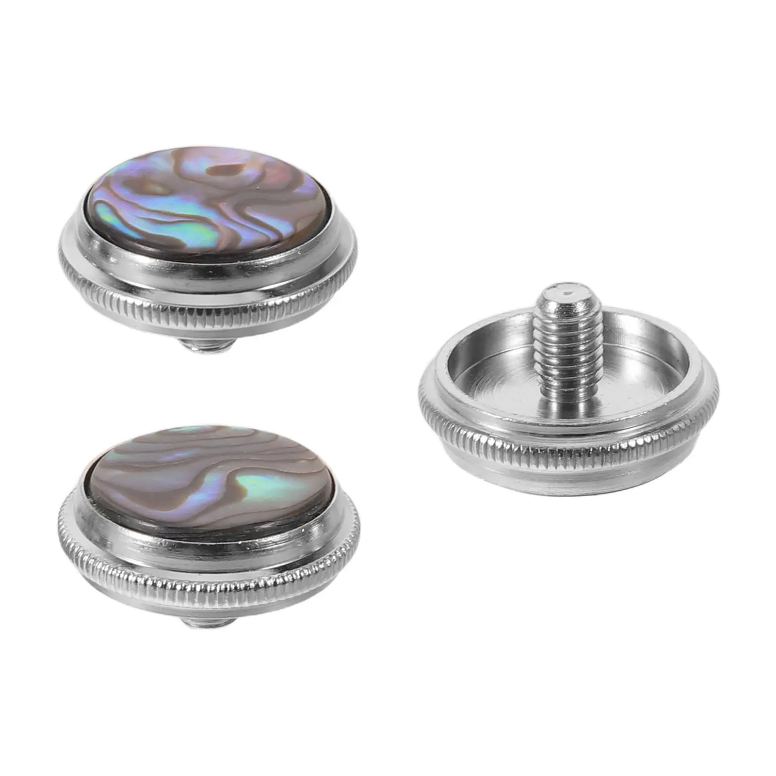 3Pcs Silver Abalone Trumpet Valve Buttons Replacement Smooth Operation Decorative Inlaid Finger Caps Instrument Repair Parts