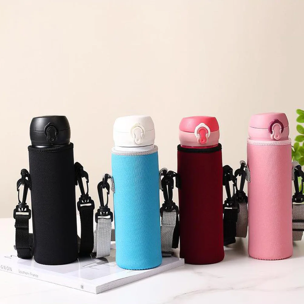 

4Pcs Reusable Cloth Water Bottle Cover Carrier Bag with Handle Insulated Portable Bottle Pouch for Sports Travel Camping