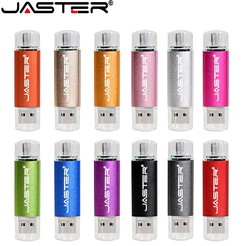 JASTER Colorful USB Flash Drives 128GB OTG Micro USB 2.0 Stick 64GB 32GB 16GB Free Custom Logo Pen Drive 8GB 4GB Creative Gift