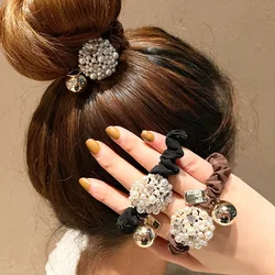 Korean Style Crystal Pearl Hair Rope Elegant Women Girl High Elastic Ponytail Holders Rubber Band Hair Accessories