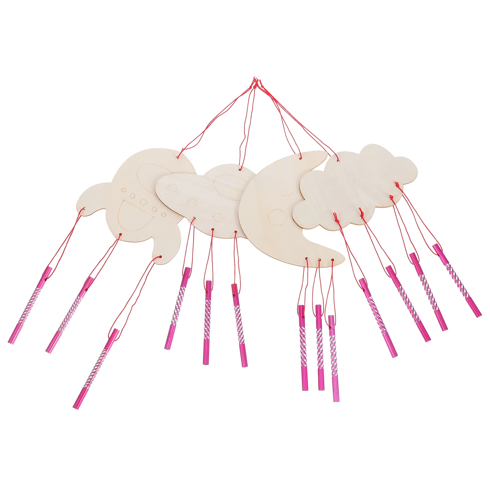 

4 Sets Creative Coloring Wind Chime Diy Kit Wooden Toy Crafts Paintable Parts Accessories Preschool Education Family