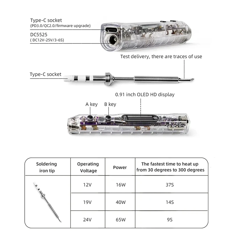 For RC2 Soldering Iron OLED HD Display Smart Constant Temperature For TS / T12 Soldering Lron Tips For FPV Drone