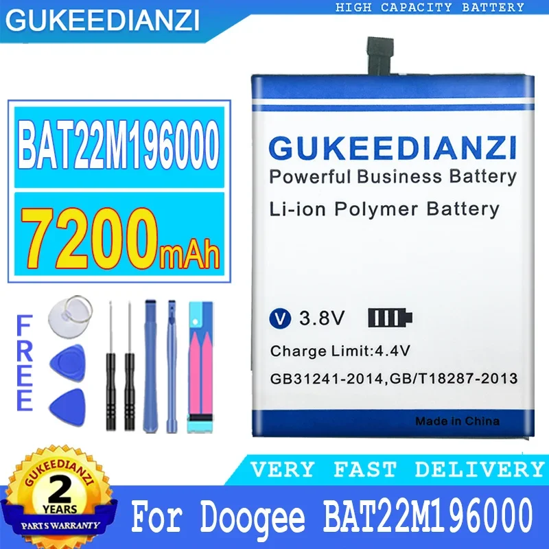 

7200mAh GUKEEDIANZI Battery For Doogee BAT22M196000 Big Power Bateria