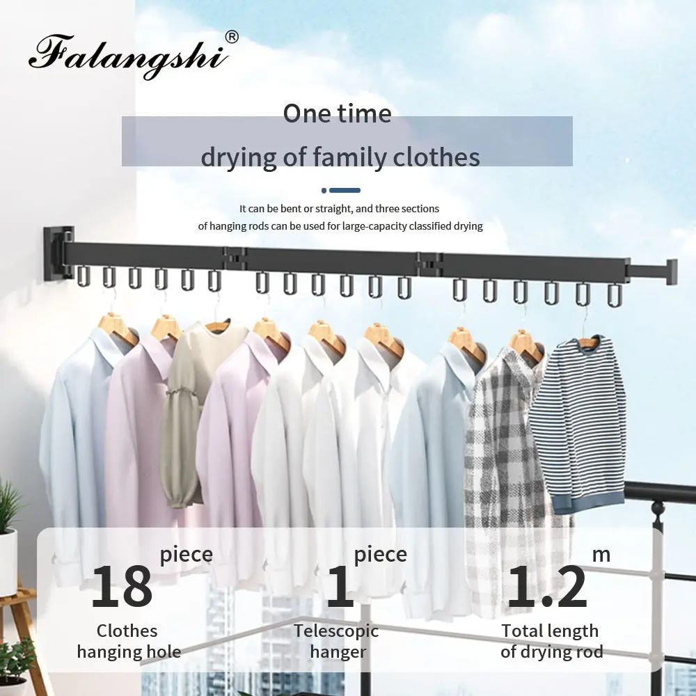 Folding Clothes Hanger Retractable Cloth Drying Rack Indoor&Outdoor Space Aluminum Household Clothes Organization WB3027