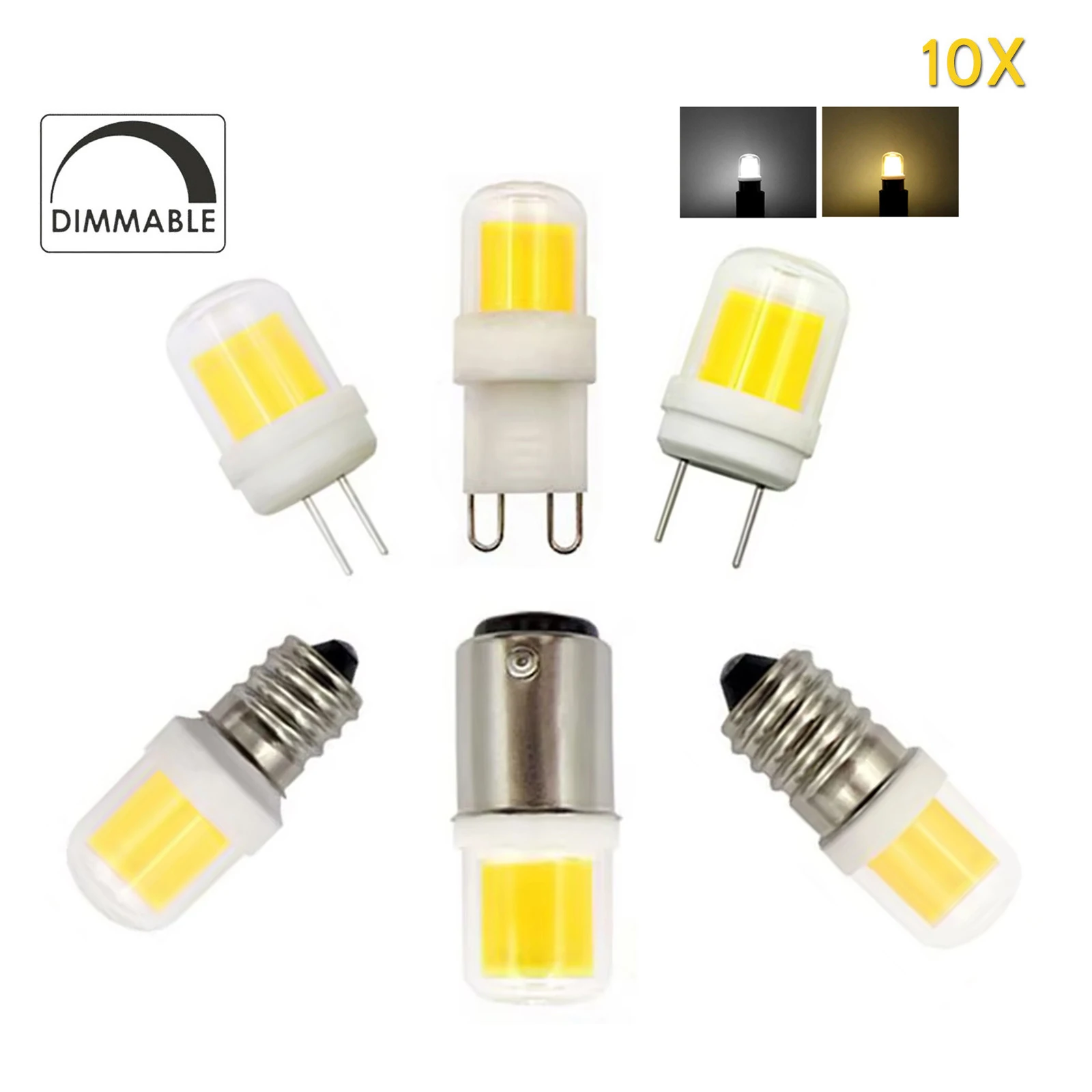 

10X 5W Mini Cob Led Light Bulbs Decorative Spotlight dimmable Replace Lights Source String Cover Glass Diode Night Cool Home E12