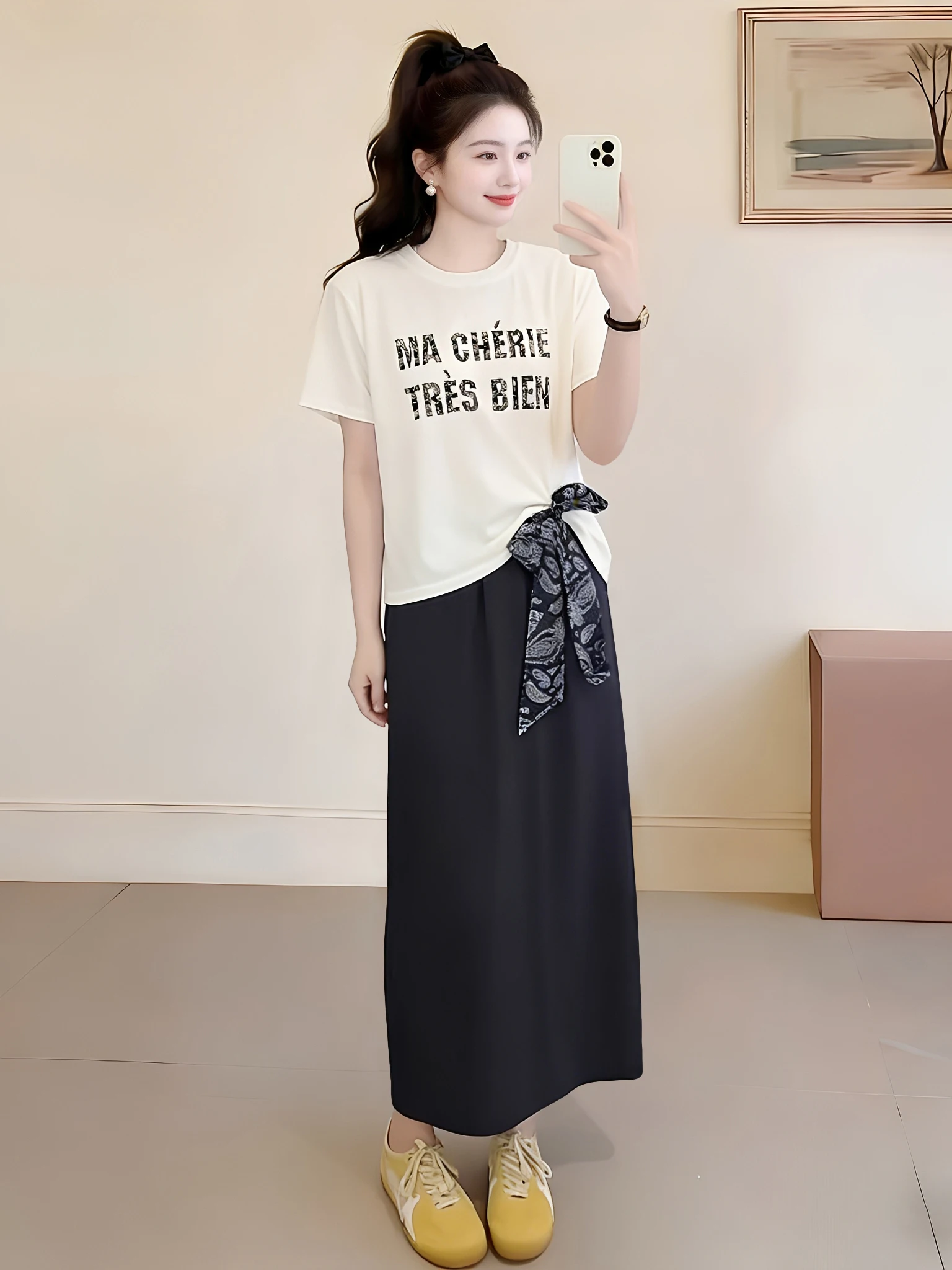 

Summer 2026 Women's Fashionable Two-Piece Set Letter Print round Neck Loose Casual Pants Suit Comfortable Regular Sleeve Length