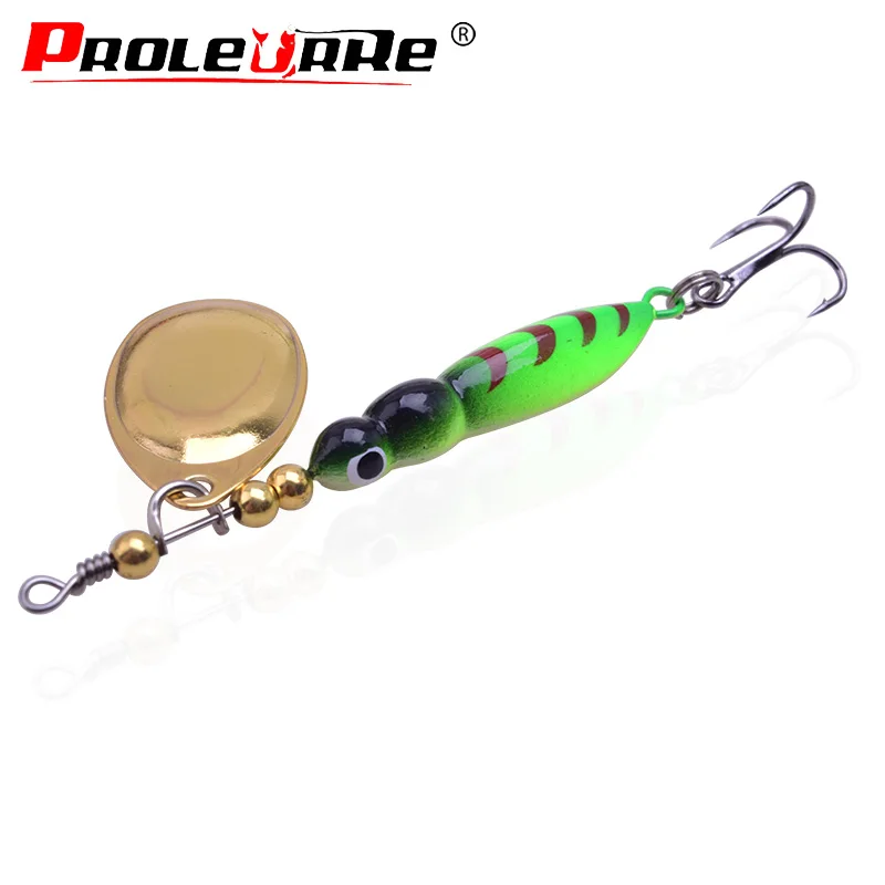 Proleurre 7cm 14g Luminous Wobblers Fishing 360 degree rotation Spoon Metal baits Hooks Wobbler Crankbait Fishing Tackle PR-407