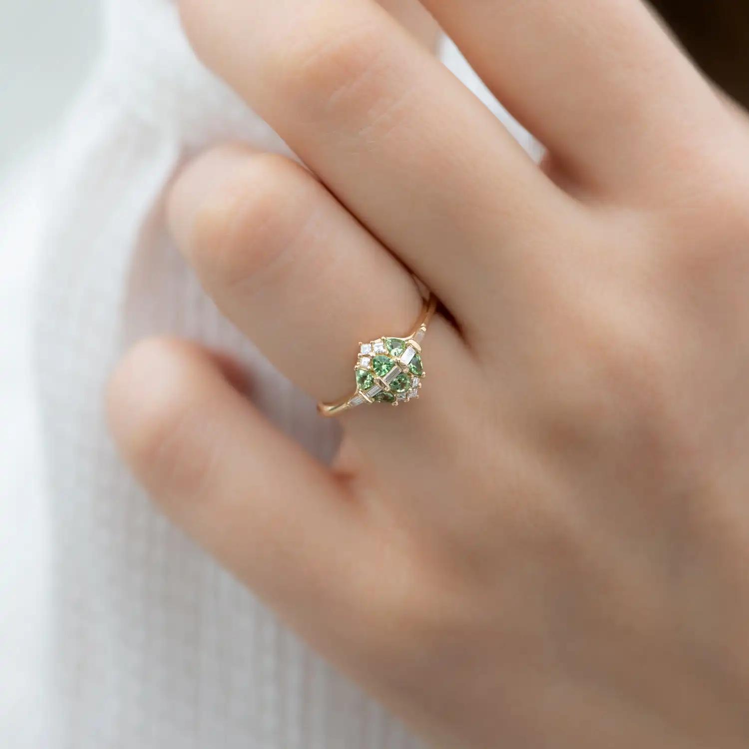 VOVGEMINI 18k Gold Moissanite Ring 3x3mm Savorite Jewelry 585 9k Rings Beautiful Special Design Elegant Style For Woman Girls