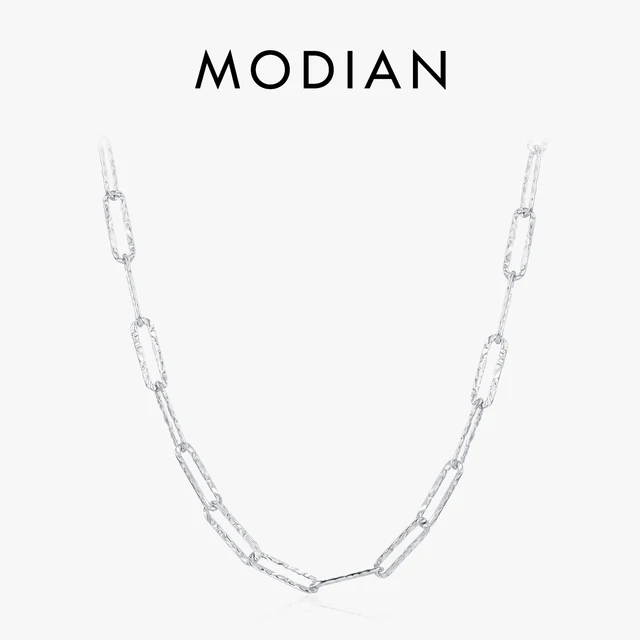 MODIAN 925 srebrna konsystencja folii aluminiowej modny naszyjnik prosta platerowane platyną biżuteria dla kobiet akcesoria dziewczęce