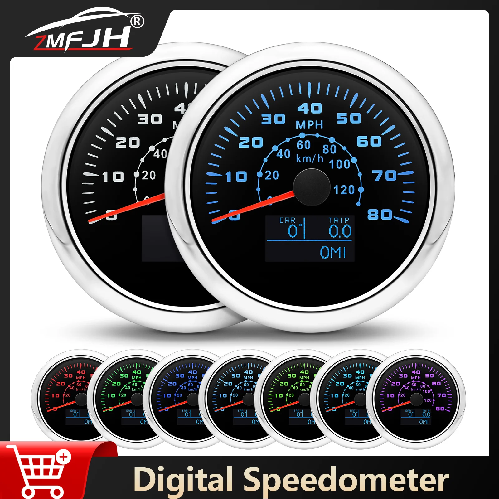 

7 Color Backlight GPS Speedometer 85MM 0-80MPH 0-120KMH Speed Meter Indicator For Car Boat Truck Waterproof Speed Instrument