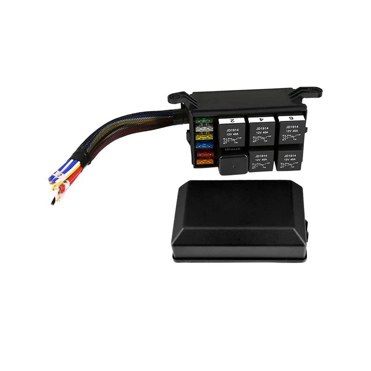 12V Automotive Fuse and Relay Box, with Pre-Wires, Waterproof Fuse Relay Block, Universal Fuse Block and Relay Kit